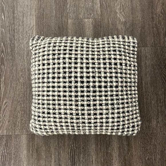 Article Ren Large Square Throw Pillow Black Weave Wool Textured Decor Cushion - Picture 2 of 11